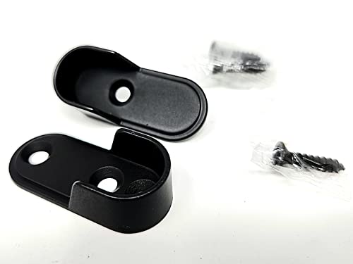 1 Pair Oval Wardrobe Rod Tube Open End Support Cap Flanges with Installation screws (Matte Black)