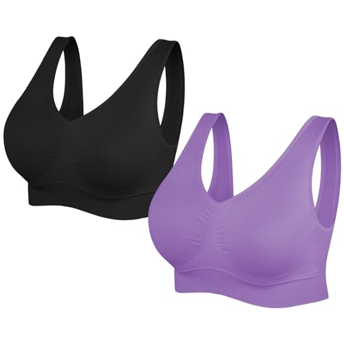 SIMIYA Comfort Sports Bras Women Plus Size Sleep Bras Removable Pads