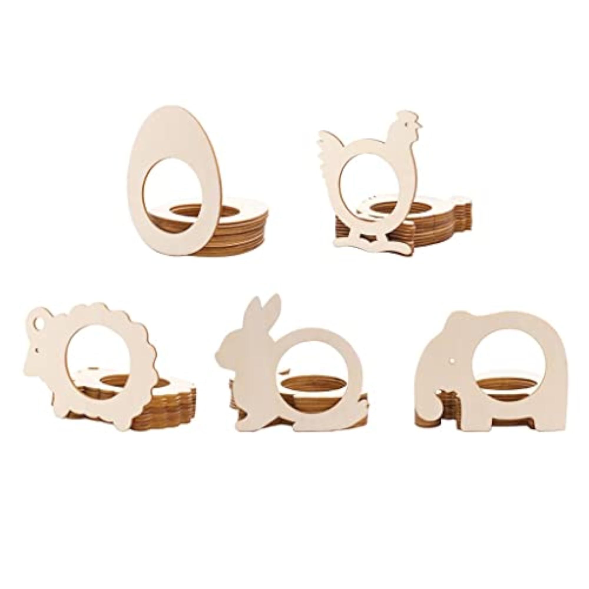 10pcs Wooden Cartoon Animal Napkin Rings Set