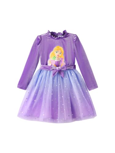 Image of Disney Girls' Tulle Tutu Dress Birthday Party Outfit Baby /Toddler | Officially Licensed, Frozen Elsa, Minnie, Princess, Velvet Top with Belt, Multi-Layer Mesh Skirt, Ruffle Long Sleeve Clothes