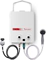 TOPWISH Propane Water Heater Tankless, 5.5L Portable Water Heater, 1.45GPM Portable Hot Water Heaters with Multi-Protection, Instant Camping Water Heaters for Camping, Outdoors Shower, RV Shower,White