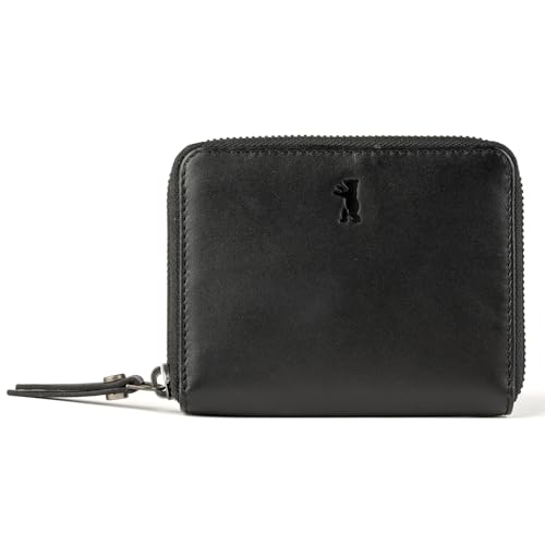 Berliner Bags Cartera Mujer de Piel Fiona, Monedero Compacto con Cremallera Completa, Protección RFID y Tarjetero - Negro