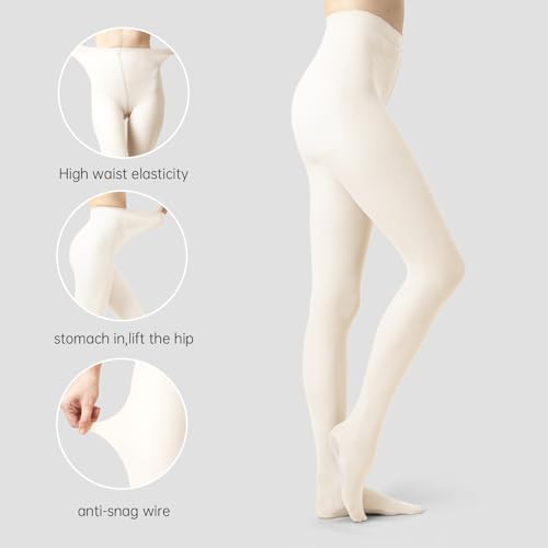 Image of 2 Pairs Women's Sheer Opaque Tights, 480D Soft Nylon Regular Multicolour Control Top Velvet Pantyhose