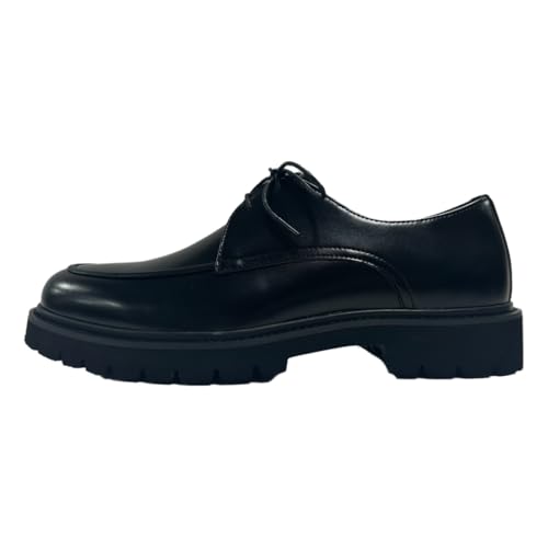 Men's Classic Leather Oxford Dress Shoes, Chunky Platform Sole, Black2