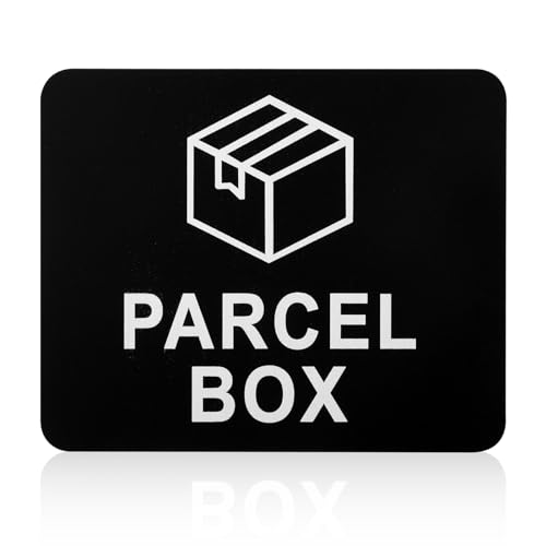 Plimbin Parcel Box Sign Adhesive Acrylic Parcel Box Sticker Deliveries Here Signs, Drop Packages, Mailman, Delivery Driver Notice - No More Lost Packages, Weatherproof (11cm x 9cm)
