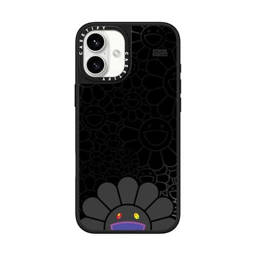 CASETiFY �~���[ iPhone 16 Plus �P�[�X [Takashi Murakami Co-lab/����(�X�}�z�J�o�[) / MagSafe�Ή�/�w��h�~] - SMILE (BLACK) - Black On Black