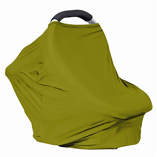 Image of Solid Color Car Seat Nursing Breastfeeding Cover, Multi Use Cover Cozy Carseat Canopy Cover, Infant Babies Stroller Cover,Ultra Soft Stretchy Nurse Gifts Light Green Breastfeeding Cover