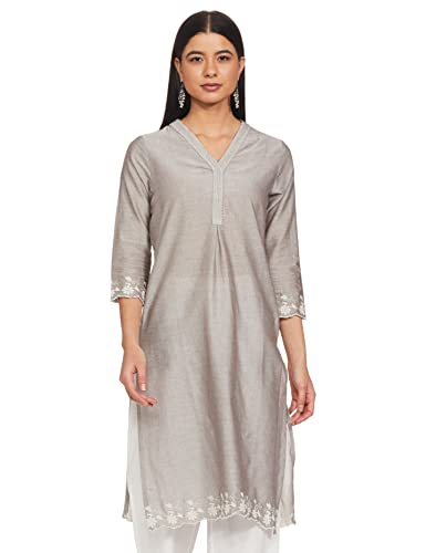 Image of Max Women's Cotton Straight Fit Straight Embroidered Regular Kurta