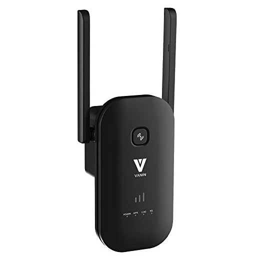 VANIN WiFi Range Extender -1200Mbps WiFi Repeater Wireless Signal Booster 2.4 & 5GHz Dual Band WiFi Extender with 2 Gigabit Ethernet Port, AP & Router Mode, 360°Full Coverage, Simple Setup