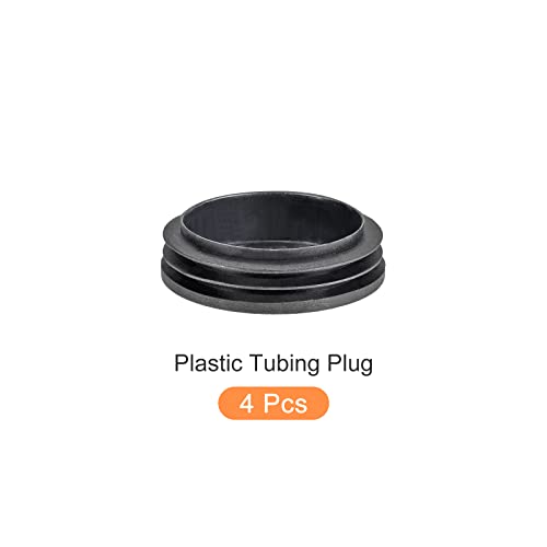 Image of METALLIXITY Round Post End Caps (2.48 inchx0.67 inch) 4pcs, Plastic Tubing End Cap Plug - for Decoration Furniture, Handrail Stair, Black