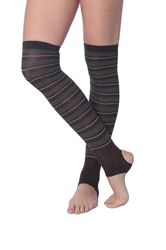 Image of Tipi Toe Women's Stirrup Yoga Socks, Lightweight Knee-High Leg Warmers, Open Heel Non-Slip Design. Ideal for Yoga & Dance