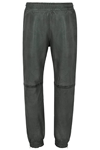 Men's Real Leather Trousers Grey Napa Sweat Track Pant Zip Jogging Bottom 30404
