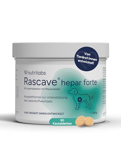 NutriLabs Rascave Hepar Forte Tabletten für Hunde 90 Stück - Mit Vitamin-B-Komplex & pflanzlichen Inhaltsstoffen - Unterstützt Leberfunktion, Stoffwechsel & Regeneration - Nahrungsergänzung für Hunde