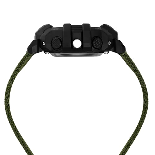 Image of Helix by Timex Ana Digital Watch for Man with Black Round Dial & Green Nylon Strap Band Water Resistant Men's Wrist Watches - TWESK6501T