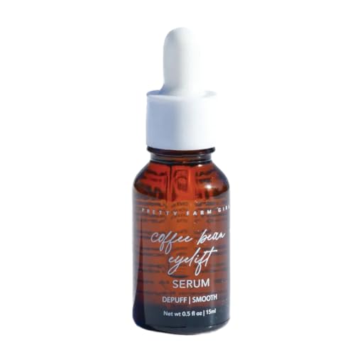 Pretty Farm Girl Coffee Bean Eye Serum – Depuffing & Smoothing Formula with Organic Extract – Lightweight Hydrating Dropper Serum for Dark Circles & All Skin Types - 0.5 oz