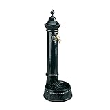 Für Aussen: Säulenbrunnen ideal für Garten und Terrasse - Aus dunkelgrün lackiertem Aluminium-Guss