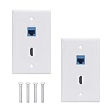 HDMI Ethernet Cat6 Wallplate 2Pack,2 Port Wall Plate with HDMI Keystone Female to Female Jack + Cat6...