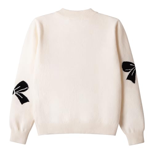 Danny D Girl' s Bow Crew Neck Cardigan Sweaters Children Long Sleeve Knitted Sweater2