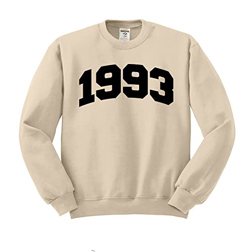 TeesAndTankYou 1993 College Style Sweatshirt Unisex Large Sand