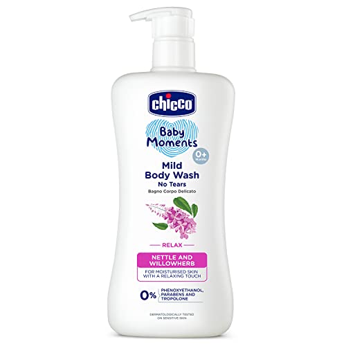 Image of Chicco Baby Moments Mild Body Wash Relax, New Advanced Formula with Natural Ingredients, No Tears & Soap-Free, Mild formula for Baby’s Body & Face Wash, No Phenoxyethanol and Parabens (500ml)