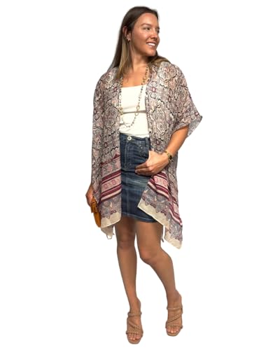Image of Humble Hilo Womens Kimono Cardigan Sleeveless Lightweight Cover Up Casual & Flowy, 2 Sizes