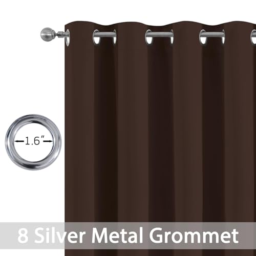 Yakamok Blackout Curtains for Bedroom 2 Panels Set 108 Inch Length Thermal Insulated Room Darkening Dark Black Out Drapery Grommet Window Treatments Drapes for Living Room, 52x108, Chocolate Brown