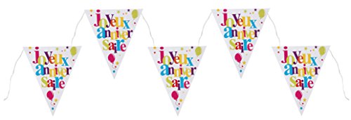 Santex 4877-99 Banderole Festif Forme Triangle Imprimé Joyeux Anniversaire Tissu Multicolore 36 x 24 x 12 cm