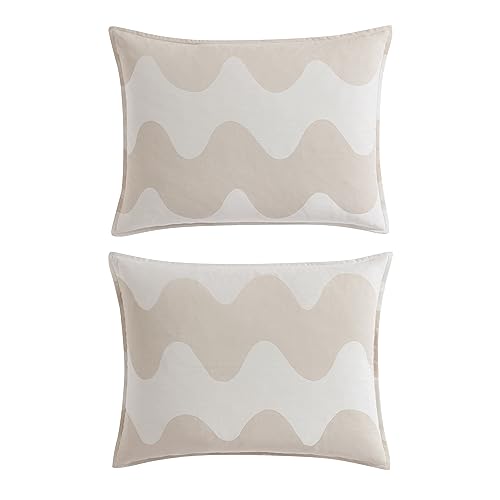 Image of MARIMEKKO - King Duvet Cover Set, Organic Cotton Bedding with Matching Shams, Luxury Home Decor, GOTS Certified (Lokki Beige, King)