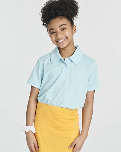 Image of 3 Pack Girls' Mesh Polo Shirts Short Sleeve Collared School Uniform Tops | Sizes 4-18, Quick Dry Performance Knit, Easy Care Everyday, Back To Class Ready, Plain Smart Collar, Golf
