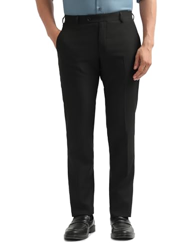 Image of Arrow Textured Tapered Fit Formal Trousers for Men - Full Length Formal Pants for Men Office Wear