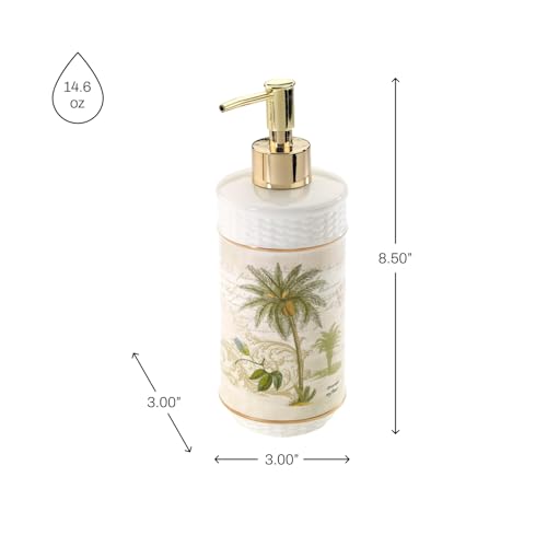Avanti Linens - Soap Dispenser/Lotion Pump, Guest Bathroom Essentials, Tropical Inspired Bathroom Accessories (Colony Palm Collection)
