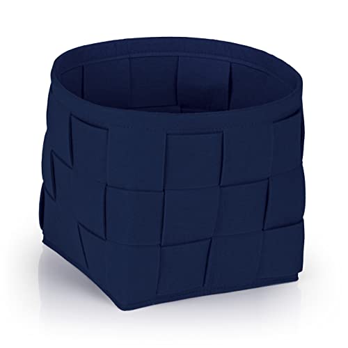 N8WERK Filz-Aufbewahrungskorb 24x24x24cm | Ideal zur Aufbewahrung von Kaminholz & Zeitschriften | Strapazierfähig & vielseitig | Faltbarer Aufbewahrungskorb passend für Regale [Dunkelblau]