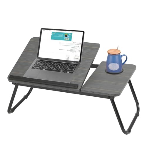 BALLSHOP Table de Lit Pliable pour Ordinateur Portable 55x32cm Plateau Multifonction avec Porte-Gobelet Bureau Portable pour Lecture Petit-Déjeuner (Noir)