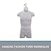 SSWBasics Male Molded Shatterproof White Shapely Torso Form with Hook - Fits Men's Sizes