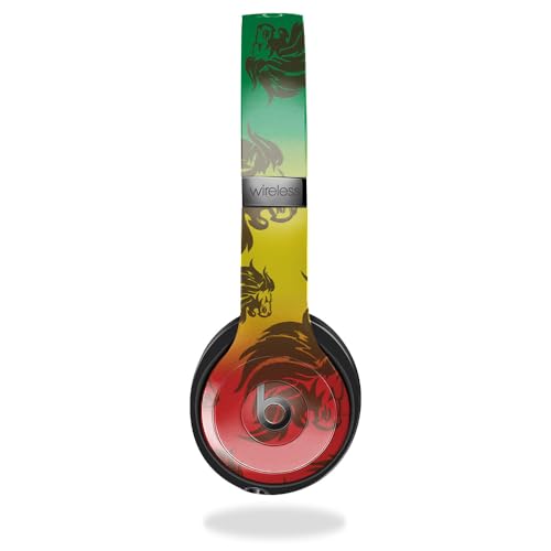 Image of Skin Compatible with Beats Solo 4 - Rasta Lion - Premium 3M Vinyl Protective Wrap Decal Cover - Easy to Apply | Crafted in The USA by MightySkins