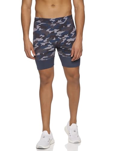 Image of DOMIN8 Men's Camouflage Printed Shorts with Elasticated Waist & Inner Tights (XL)