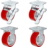 4" X 2" Tool Box Kit - Red Polyurethane Wheel - 2,800 Lbs Capacity per Set of 4