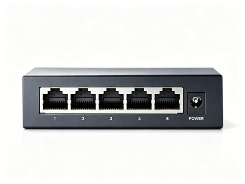 Image of 5 Port Gigabit Ethernet Switch Unmanaged, Plug and Play Network Hub with 5 RJ45 Ports, Ethernet Splitter, Fanless Metal Design, Shielded Ports, Traffic Optimization for Home Office Gaming