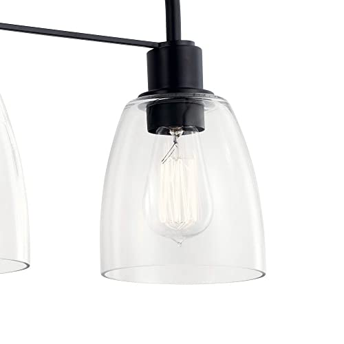 Image of Kichler Meller 3-Light Vanity Light, Black | Vanity light with clear glass for bathroom mirrors and vanities (24 inch x 11.25 inch), 55102BK