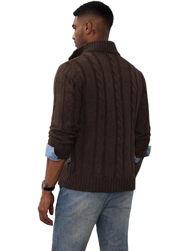 PJ PAUL JONES Mens Cable Knit Cardigan Sweaters Casual Stand Collar Slim Fit Long Sleeve Button Down Sweaters4