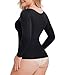 LODAY Compression Tank Tops for Women Tummy Control Shapewear Seamless Body Shaper Workout V-Neck Camisole Cami Tops (Black-Long Sleeve, Large)