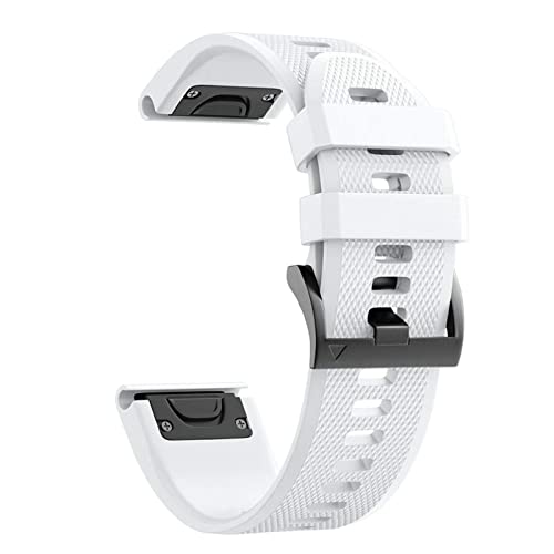 Bracelet silicone Garmin Fenix 6X Pro 26mm blanc système attache rapide