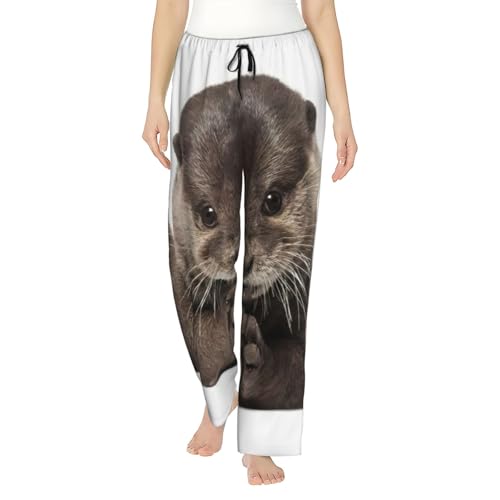 Pantalon de pyjama loutre pour femme en polyester doux avec poches