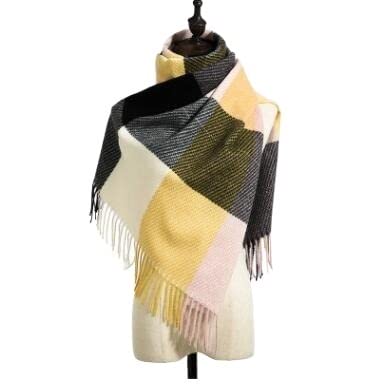 Sciarpa Invernale Elegante Sciarpina Sciarpa di plaid invernali Addensare Scialle calda Donne Sciarpette Tutte le partite della nappa Sciarpe femminili Grande Boulard Moda Soft Sciarf Gift Calda