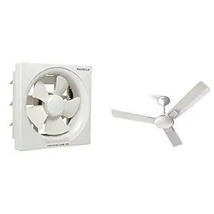 Havells Ventil Air DX 200mm Exhaust Fan (White) Enticer 1200mm Ceiling Fan (Pearl White Chrome)