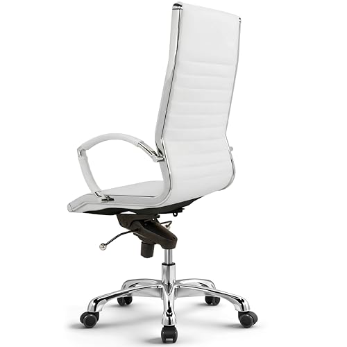 VERSEE Premium Echt-Leder Chefsessel Montreal in Weiss - Ergonomischer Designstuhl für Büro und...