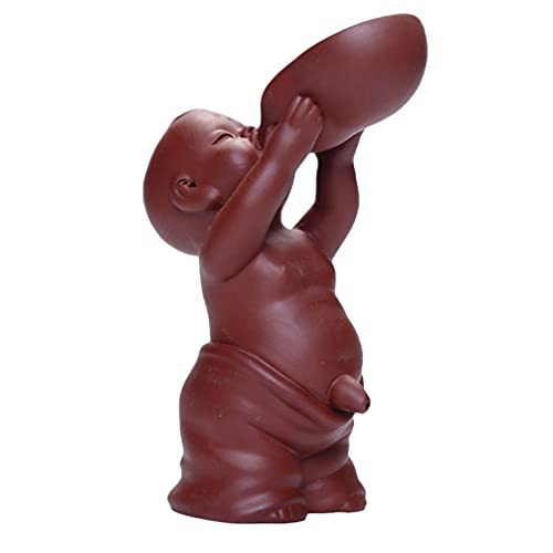 EXCEART Kids Suit Desk Accessories Set Zisha Tea Accessory Chinese Zisha Tea Pet Water Tea Tray Pet Accessories Little Zen Monk Statue Pee Boy Tea Tray for Tea Lovers Chinese Decor Desktop Decor