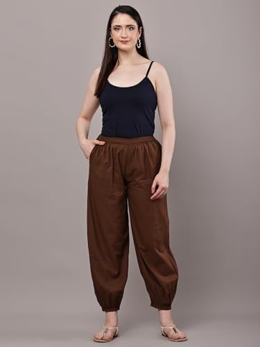 Image of Women's Cambric Cotton Afghani Patiala Salwar - Loose Fit, Elastic Waist, Deep Pockets | Ethnic & Casual Wear