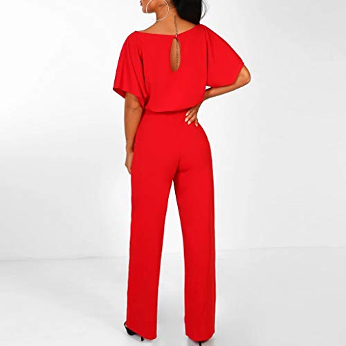 TRFPLOOC-Jumpsuit-Damen-Elegant-LangarmKurzarm-Playsuit-O-Ausschnitt-Einteiler-Overall-Hosenanzug-Playsuit-Romper