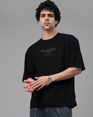 Image of Men's Oversized Batman T-Shirt - Cotton Half Sleeve Graphic Tee | Superhero Printed Casual T-Shirt for Men